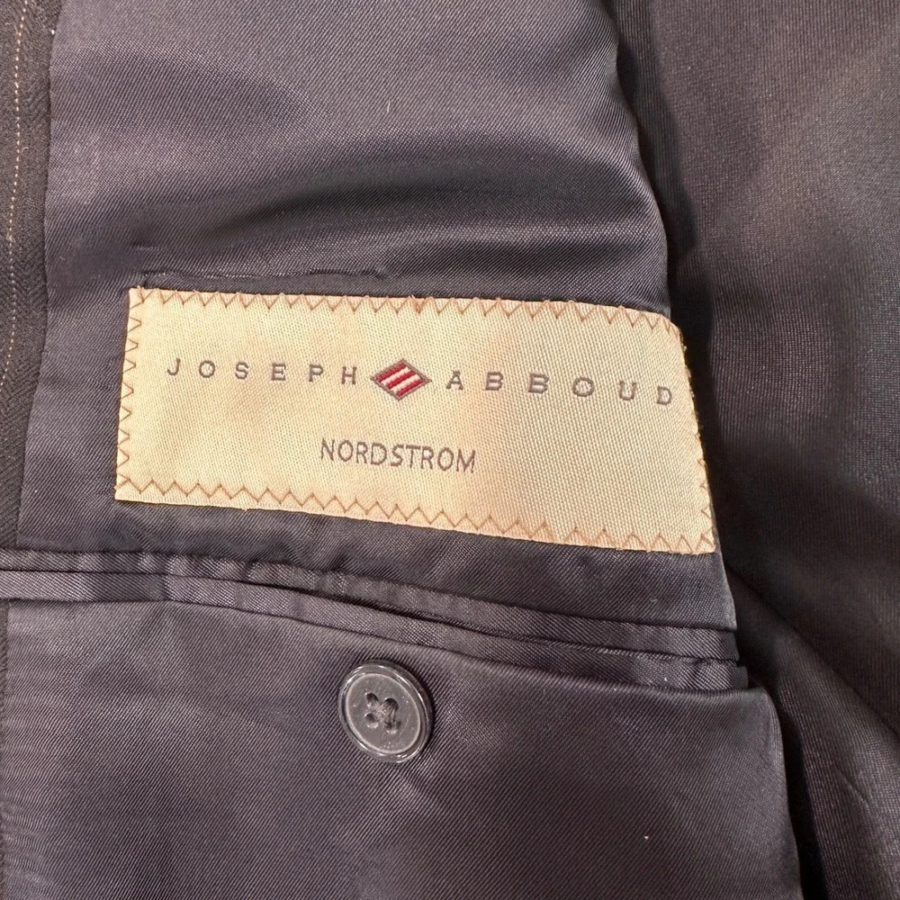 Joseph Abboud Nordstrom Pinstripe Wool Blazer Mens 44L Black‎ 3-Button | Classic